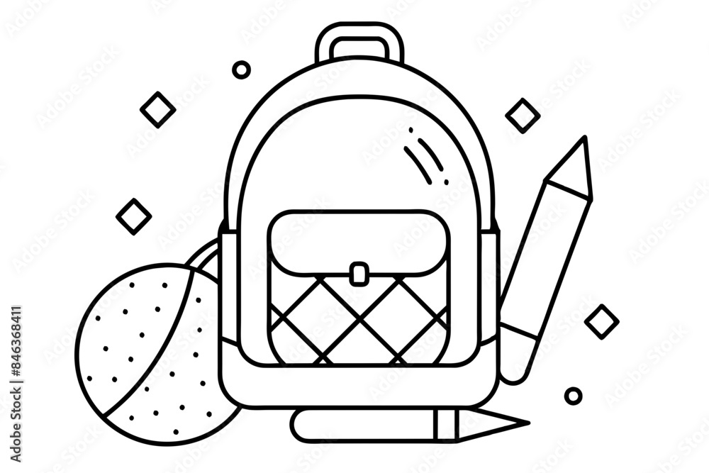 Back to school elements line art Back to school elements line art
