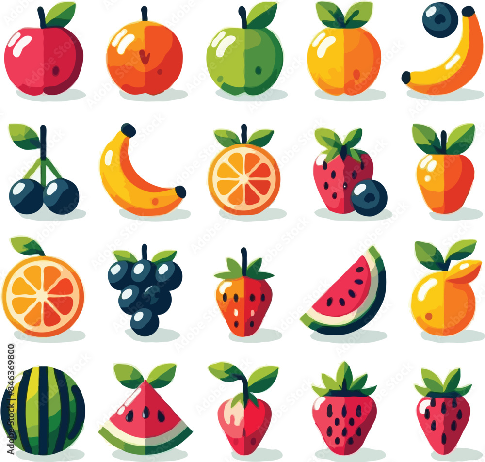 set of colored fruits drowing set of colored fruits drowing
