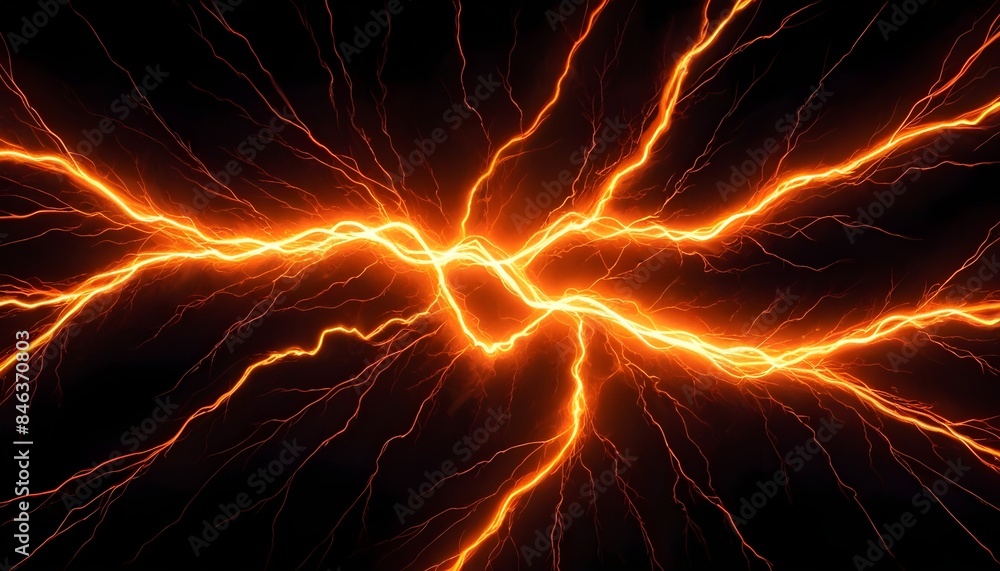 Orange electric spark lightening background orange copy space abstract electrical backdrop, banner poster header design Orange electric spark lightening background orange copy space abstract electrical backdrop, banner poster header design