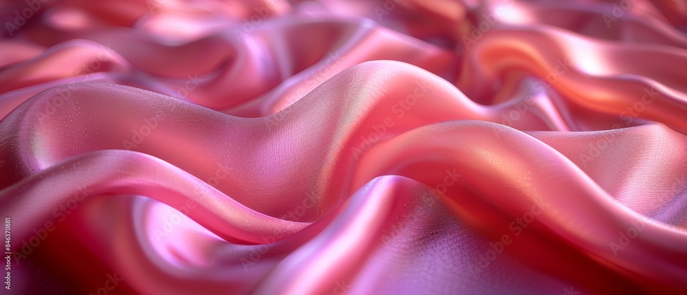 Obraz premium The elegance of the pink fabric surface background is wavy and soft, looking soft.