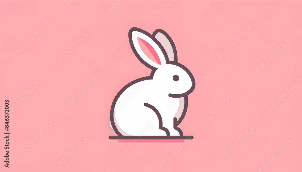 Fototapeta premium rabbit on pink 