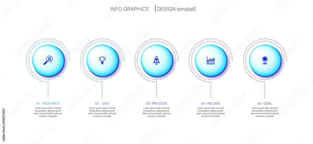 Fototapeta premium Strategy business success with 5 steps. Infographic process design circle format. Vector graphics