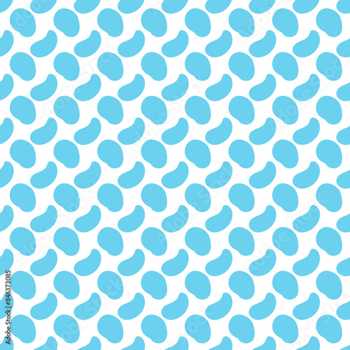 Seamless pattern of blue peas on white background