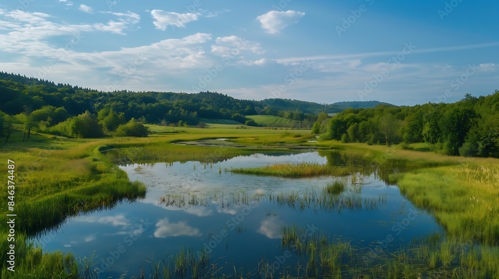 Fototapeta premium Landscape photos from the nature reserve of Jurilovca commune in Tulce : Generative AI