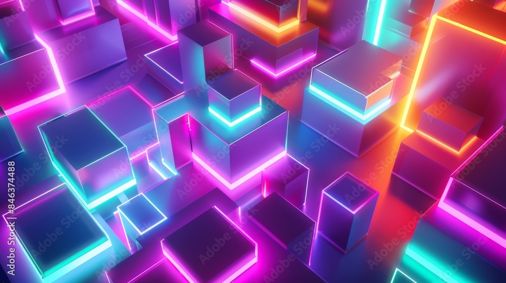 Abstract geometric background with vibrant neon colors Abstract geometric background with vibrant neon colors