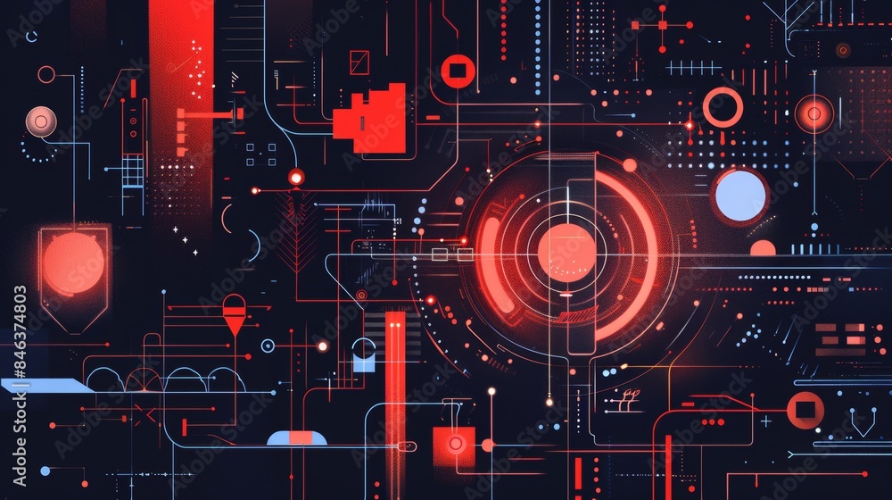 Abstract technology illustration with dynamic elements Abstract technology illustration with dynamic elements