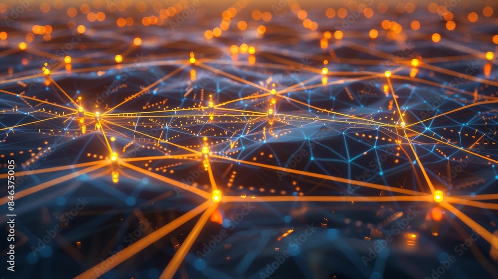 Advanced technology network with glowing connections Advanced technology network with glowing connections