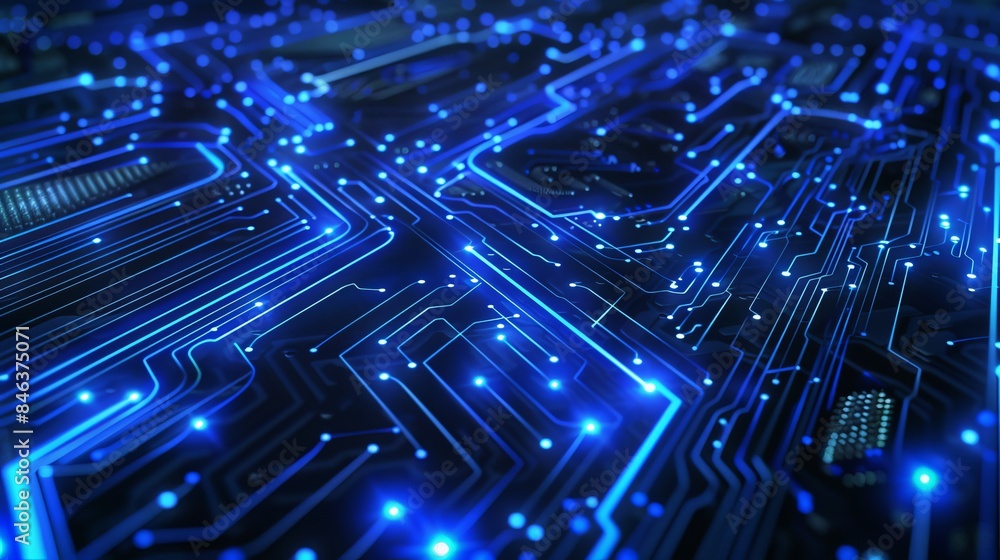 Blue circuit lines forming a grid pattern Blue circuit lines forming a grid pattern