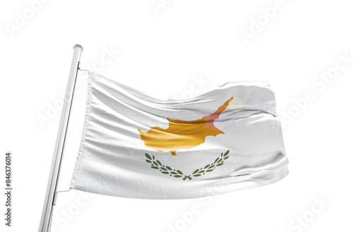 Cyprus national flag waving isolated on white background with clipping path. photo