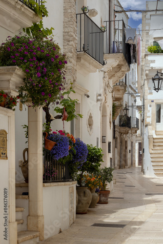 Narrow, stone street typical of Mediterranean countries, Martina Franca, Italy, Puglia