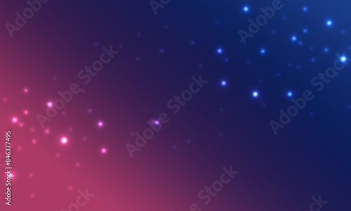 A gradient background with small white lights scattered across, transitioning from blue to pink. Blur background. © chadchai