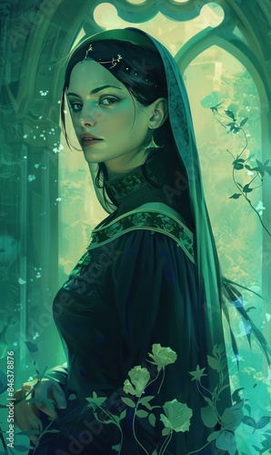 Minimalist and abstract art for Tarot card of The High Priestess