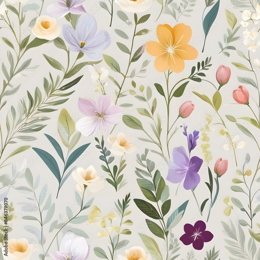 Elegant seamless pattern of minimalist flowers. Elegant seamless pattern of minimalist flowers.