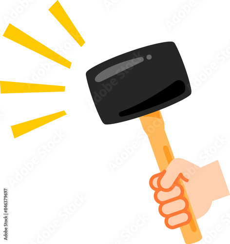 大きな金槌を持つ手