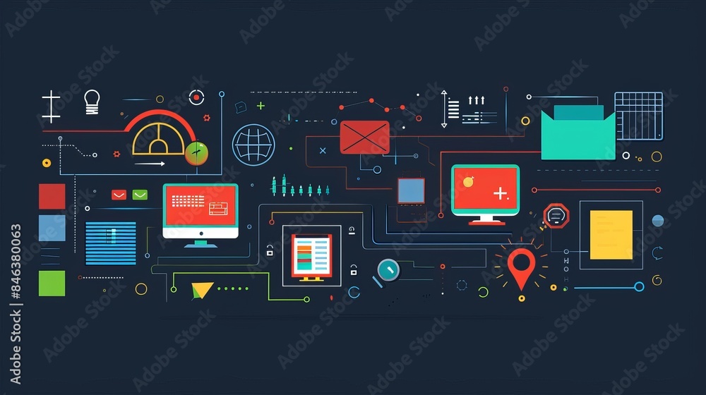 Sleek presentation background with modern tech icons Sleek presentation background with modern tech icons