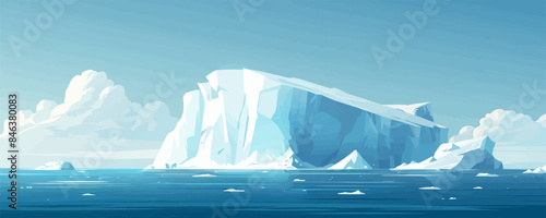 Vector cartoon Arctic ice landscape with iceberg. vector simple illustration