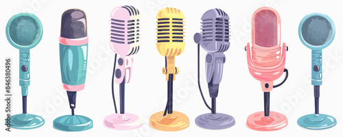 Retro microphone isolated on white background. vector simple illustration
