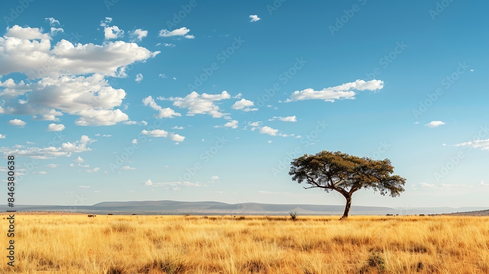 This photo captures the beauty of African nature with its vast landscapes and distinctive scenery From expansive savannahs to majestic mountains Africa boasts incredible diversity : Generative AI