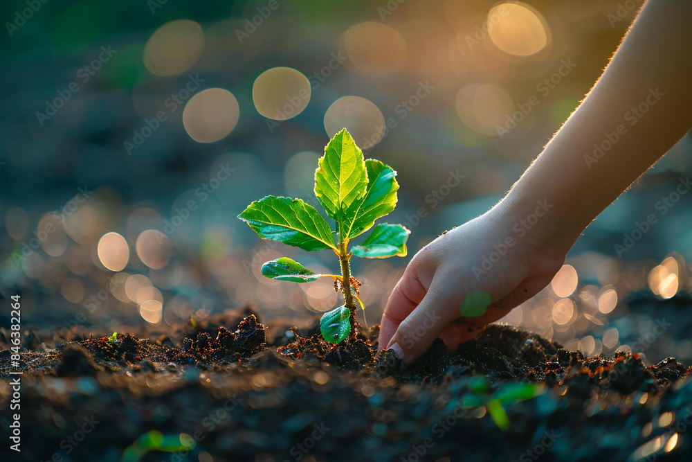 Fototapeta premium Constitution Day (Nepal). An image of someone planting a tree in honor of Constitution Day, symbolizing growth and renewal in the country.