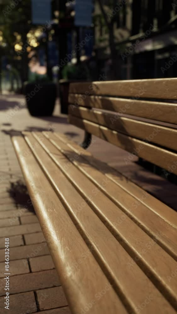 Park bench in downtown on a cloudy afternoon Park bench in downtown on a cloudy afternoon