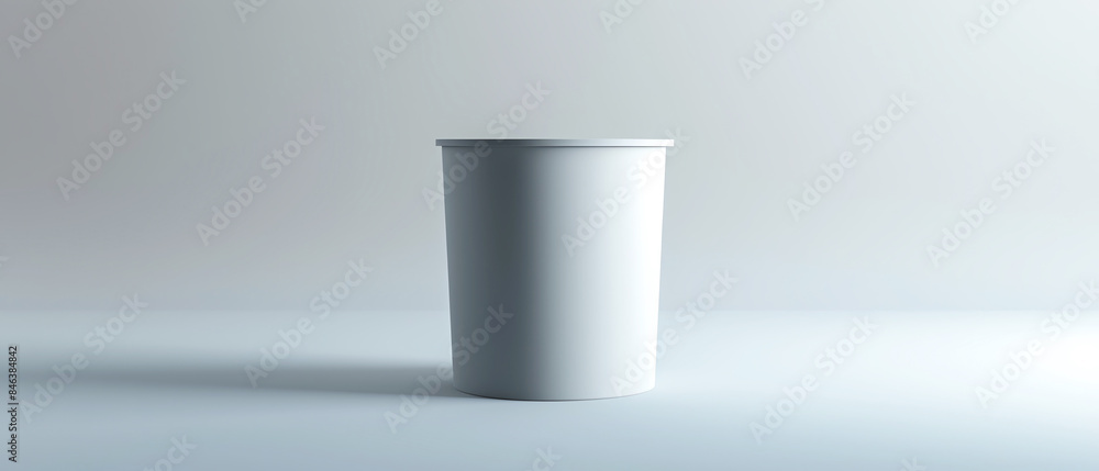 Minimalist white cylindrical container on a plain background. Minimalist white cylindrical container on a plain background.