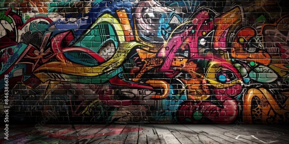 Graffiti Art on Asphalt Road Graffiti Art on Asphalt Road