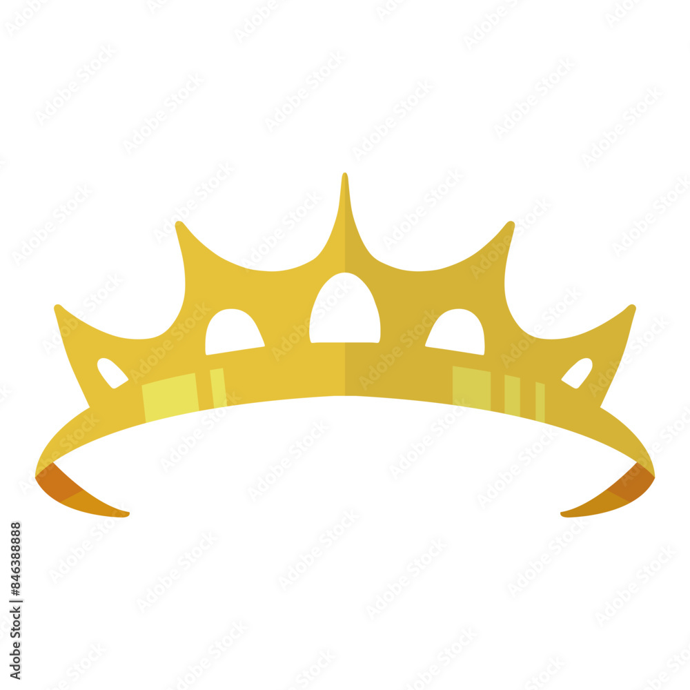 Gold Crown Tiara with Cartoon Style. Vector Illustration on White Background. Gold Crown Tiara with Cartoon Style. Vector Illustration on White Background.