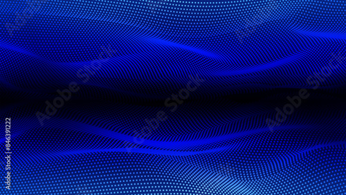 Up and down perspective dots particles wave, digital techno abstract backround