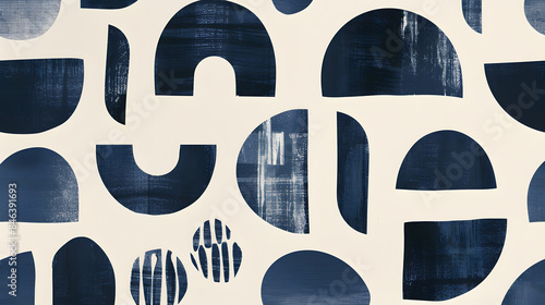 Wallpaper Mural Modern Abstract Design with Blue and White Geometric Shapes.. Torontodigital.ca