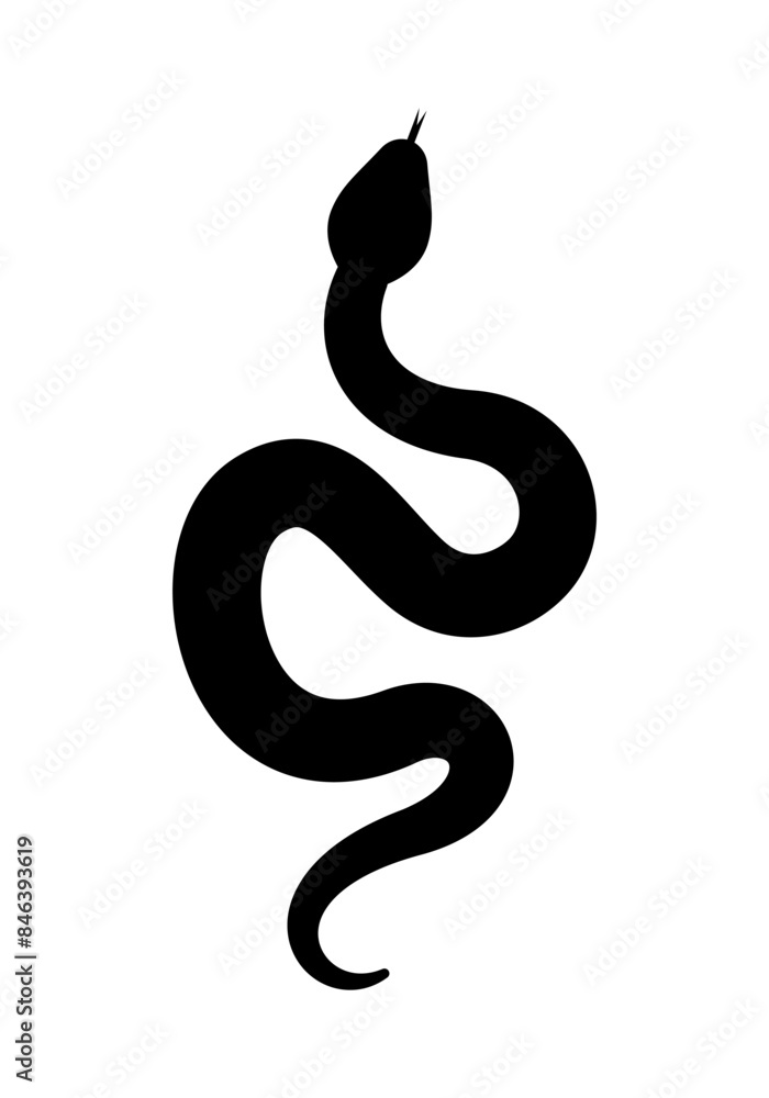 Fototapeta premium Black Snake Silhouette, Isolated Symbol, Vector Illustration