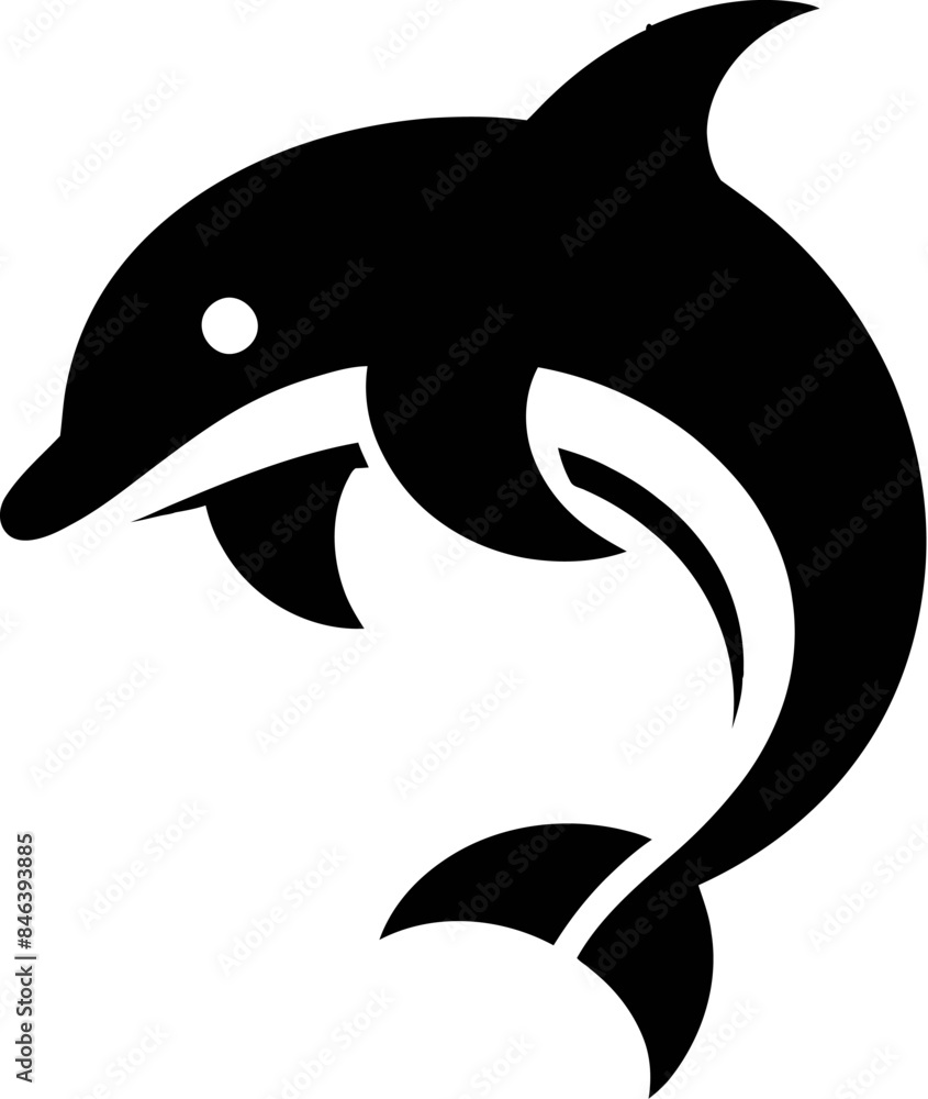 Elegant Minimalist Black and White Dolphin Silhouette Logo Design