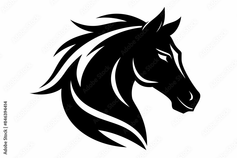 Stylized black horse head silhouette Stylized black horse head silhouette