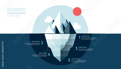 Iceberg infographic template for business. Modern 4 steps to success template vector infographics.