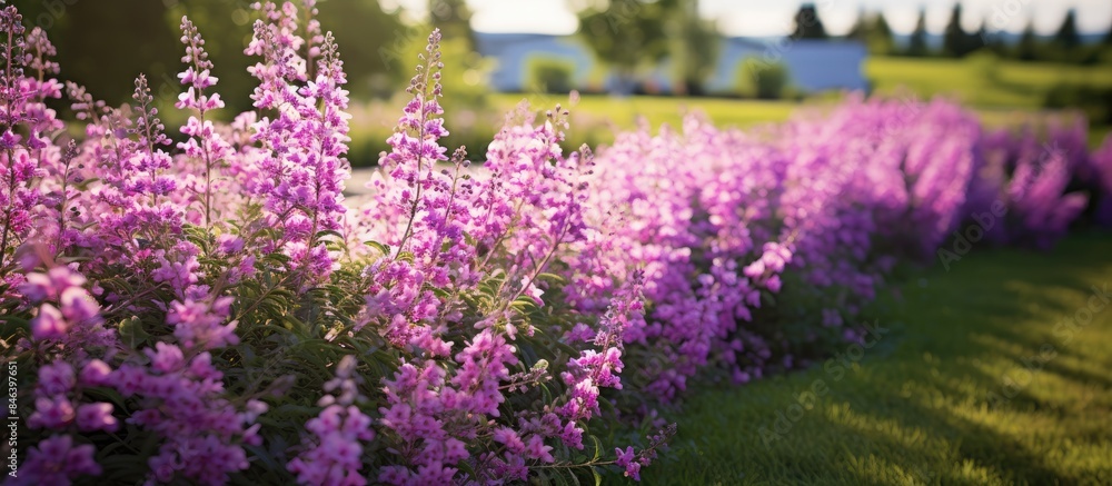 Obraz premium A stunning garden with a field of Angelonia goyazensis Benth flowers creating a picturesque copy space image