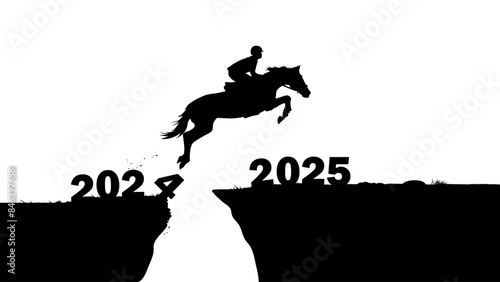 horse jumping concept new year 2024 to 2025  vector illustration