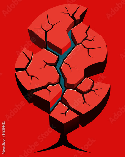 Where once there was a strong and unwavering outline now there were deep and prominent cracks evidence of the toll that stress had taken.. Vector illustration