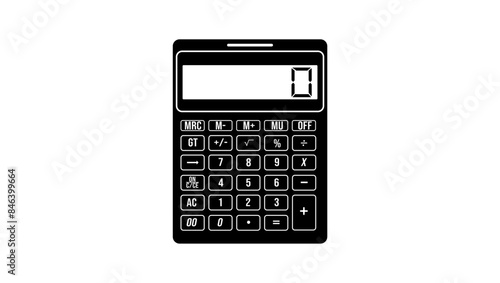 front view of calculator, black isolated silhouette