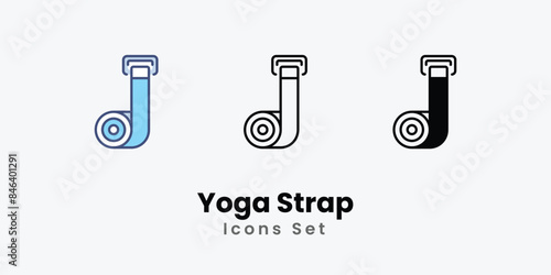 Yoga Strap icons vector set stock illustration