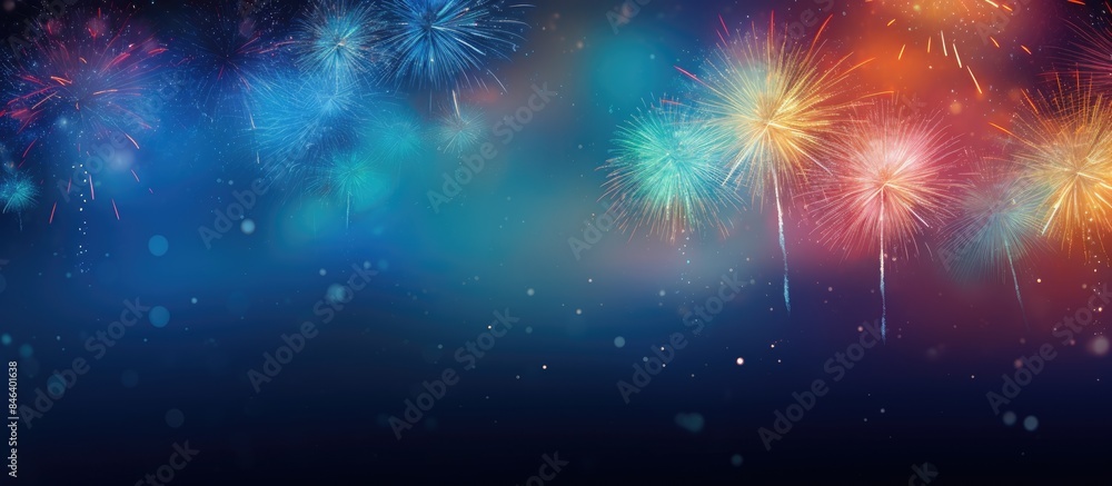 A holiday themed background with space for text featuring an overlay of fireworks. copy space available A holiday themed background with space for text featuring an overlay of fireworks. copy space available