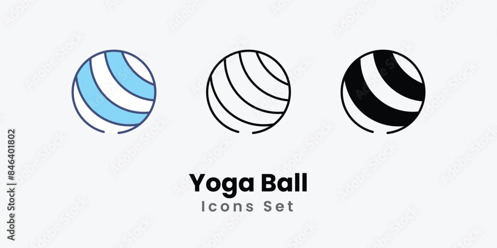 Yoga Ball icons vector set stock illustration Yoga Ball icons vector set stock illustration