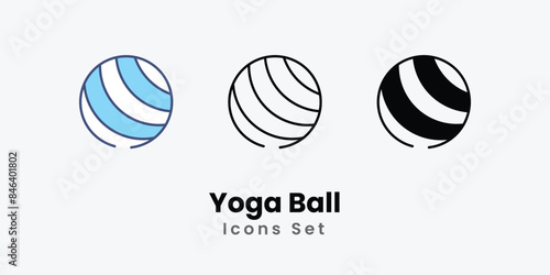 Yoga Ball icons vector set stock illustration