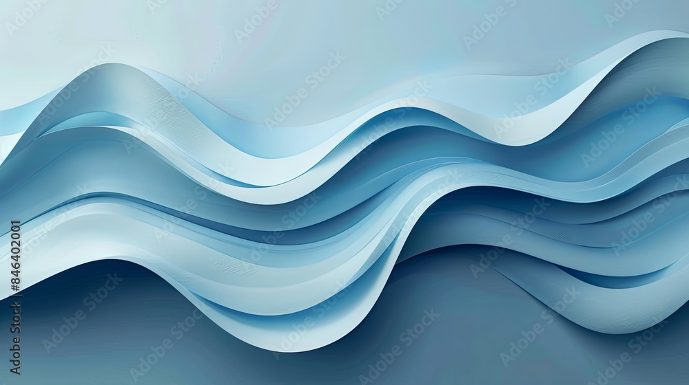 Serene Blue Wavy Paper Art Inspired Background Serene Blue Wavy Paper Art Inspired Background