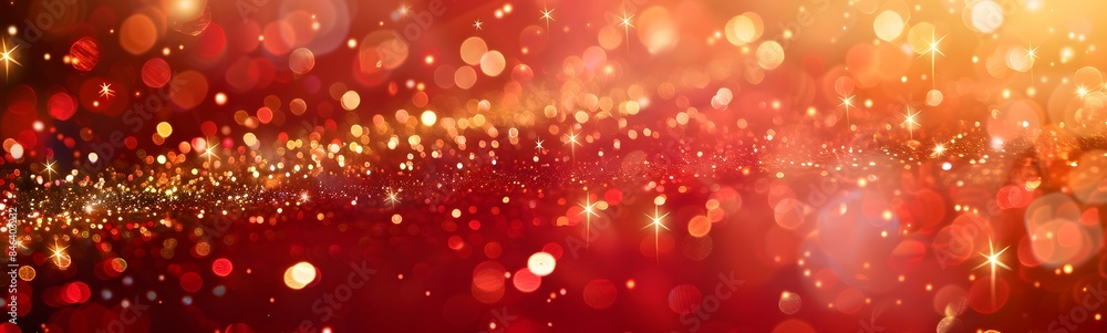 elegant red festive background with golden glitter and stars. elegant red festive background with golden glitter and stars.