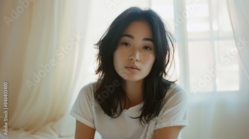 Serene Asian Woman in Sunlit Room Gazing Intently Free Download Serene Asian Woman in Sunlit Room Gazing Intently - GFXLoad