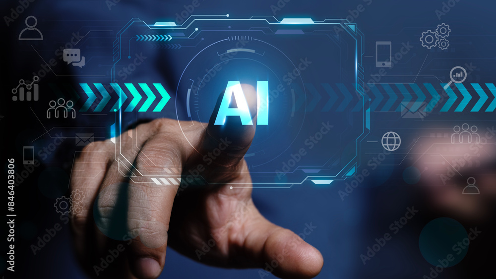 AI technology artificial intelligence Businessman using AI smart robot technology, artificial intelligence by giving commands to create something. Future Technology Changes Chat with AI AI technology artificial intelligence Businessman using AI smart robot technology, artificial intelligence by giving commands to create something. Future Technology Changes Chat with AI