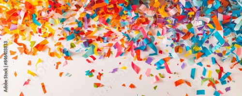 A vibrant explosion of confetti, featuring a burst of colorful paper pieces in various shapes and sizes © wpw