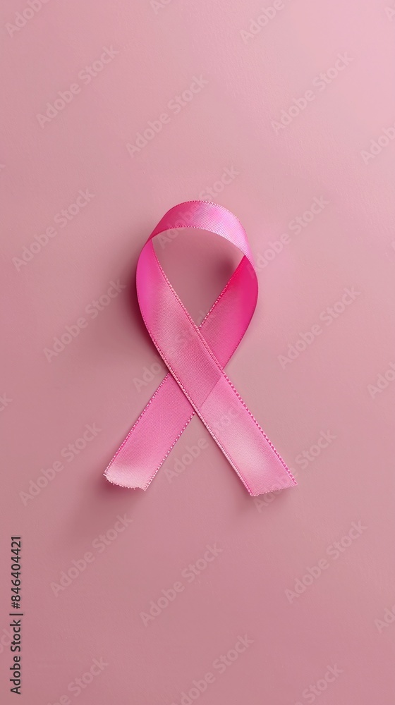 Pink Ribbon on a solid background, an international symbol of breast cancer awareness, on a vertical background with a size ratio of 9:16 Pink Ribbon on a solid background, an international symbol of breast cancer awareness, on a vertical background with a size ratio of 9:16