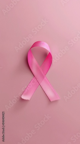 Pink Ribbon on a solid background, an international symbol of breast cancer awareness, on a vertical background with a size ratio of 9:16