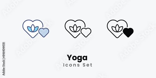 Yoga icons vector set stock illustration