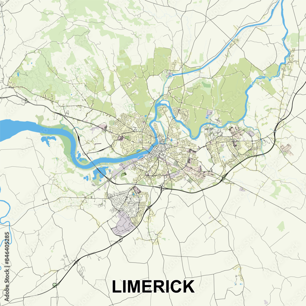 Naklejka premium Limerick, Ireland map poster art
